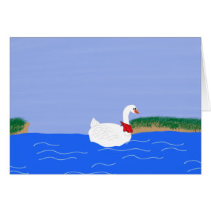 Oie blanche dans l'art du dessin sur le lac