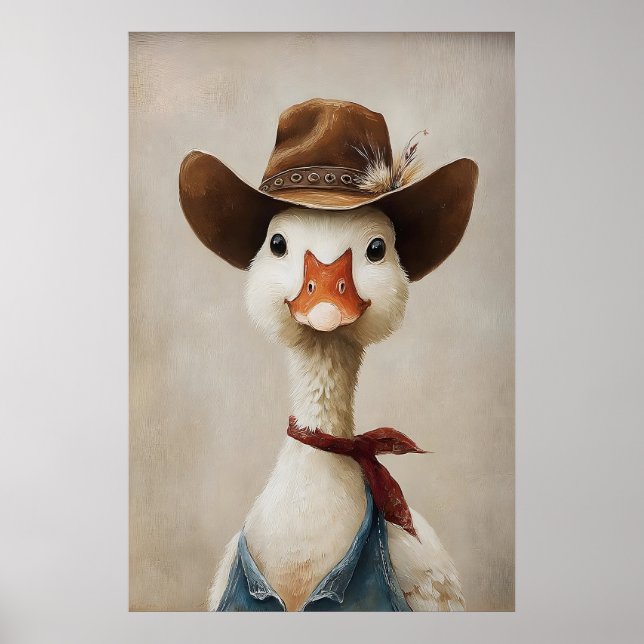 Oie en Impression de Chapeau de Cowboy, Art Mural  (Devant)