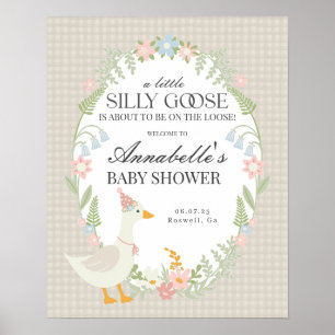 Oie soie beige En vichy Affiche de bienvenue Baby