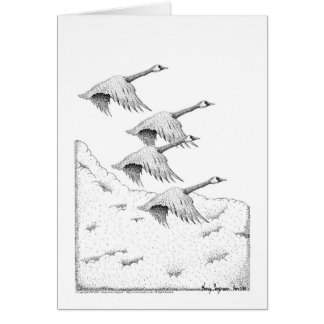 Oies du Canada à l'encre