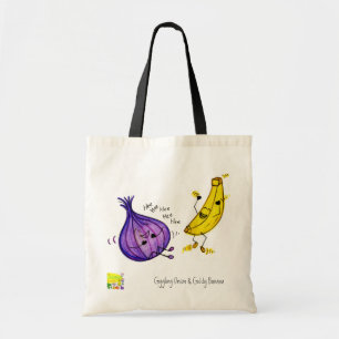 Oignon riant nerveusement et sac étourdi de banan