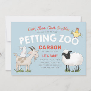 Oink Baa Cluck Moo Invitation d'anniversaire pour