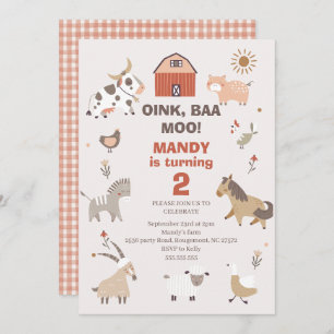 Oink Baa Moo Agritourisme Invitation Anniversaire