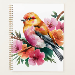 Oiseau à Fleur Rose