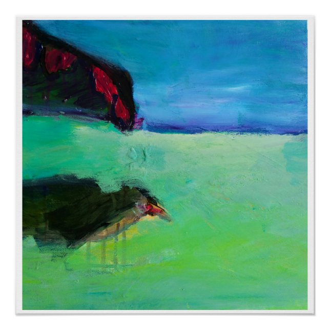 Oiseau à la plage 20x20 poster brillant (Devant)