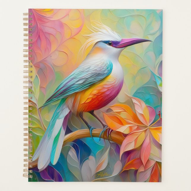 Oiseau à poitrine rouge à bec rose (Devant)