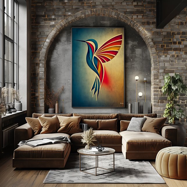 Oiseau abstrait géométrique Art Déco Colibri sur m (Créateur téléchargé)