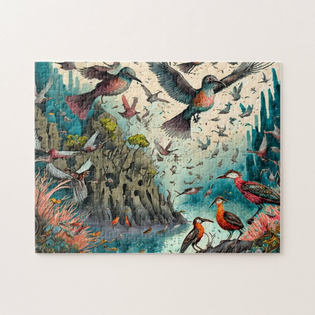 Oiseau Art 7 Easy Cerveau Art Puzzle Photo Puzzles (Horizontal)