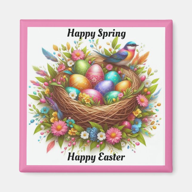 Oiseau Avec Aimant OEufs Colorés (Devant)