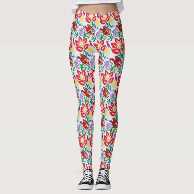 Oiseau Avec Leggings Motifs Fleurs (Devant)