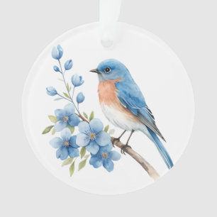 Oiseau bleu avec des fleurs bleues