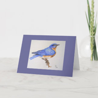 Oiseau bleu de carte de voeux de bonheur