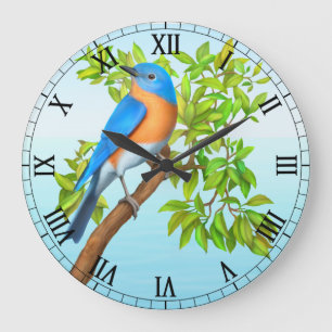 Oiseau bleu de l'Est dans une horloge murale d'arb