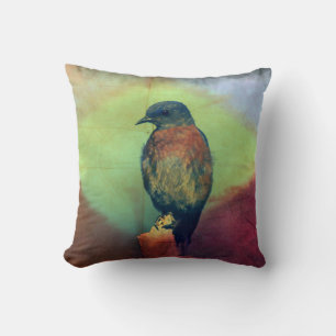 Oiseau bleu de l'Est - Diamant coloré - Oreiller à