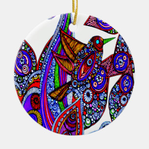 Oiseau Bleu Du Paradis Ornement Blanc