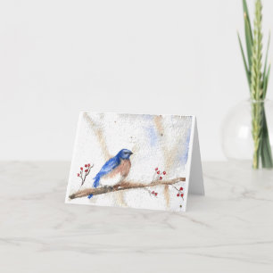 Oiseau bleu en hiver, Impression de peinture aquar