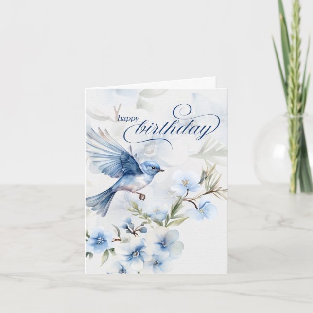 Oiseau bleu et ne m'oubliez pas Joyeux Anniversair (Devant)