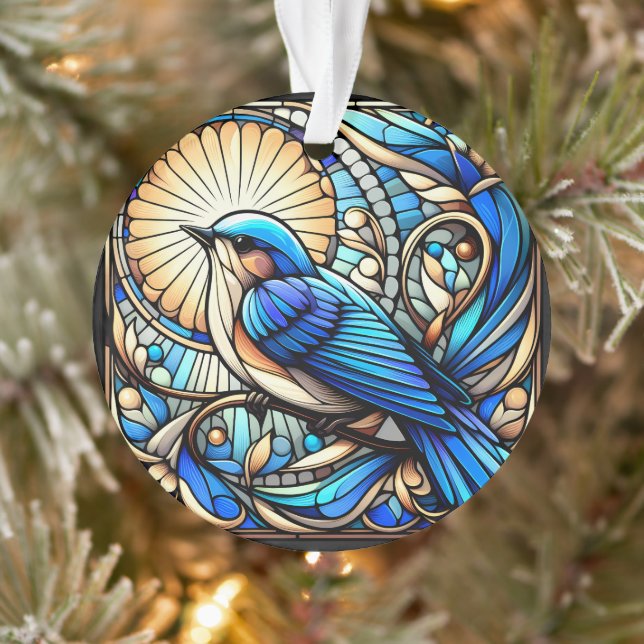 Oiseau bleu éthérée perché sur la fenêtre (Arbre)