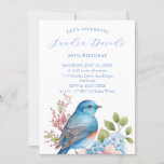 Oiseau bleu romantique Invitation Anniversaire<br><div class="desc">Fleurs d'été romantiques et invitations d'anniversaire d'oiseaux bleus pour un été et jardin romantique et doux pour elle.</div>