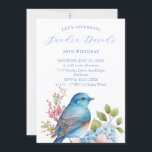 Oiseau bleu romantique Invitation Anniversaire<br><div class="desc">Fleurs d'été romantiques et invitations d'anniversaire d'oiseaux bleus pour un été et jardin romantique et doux pour elle.</div>