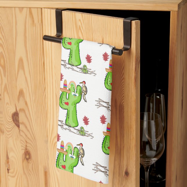 Oiseau Cactus Cuisine Serviette main (Pliage en tiers)