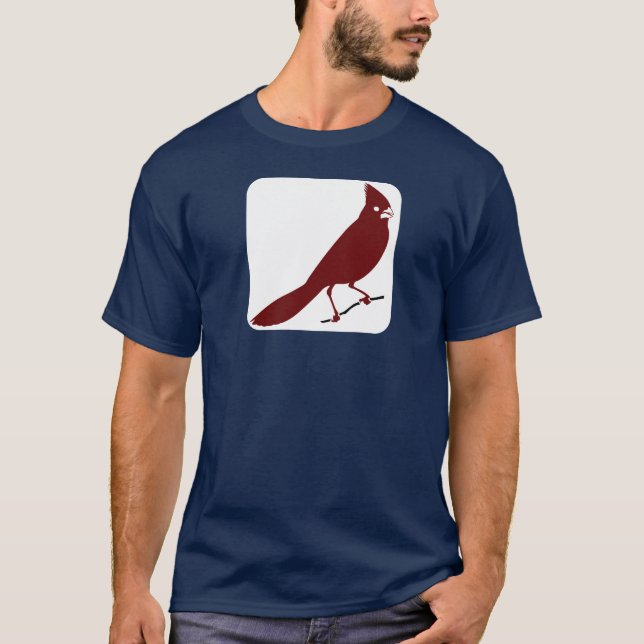 Oiseau cardinal dans le T-shirt de carré blanc (Devant)