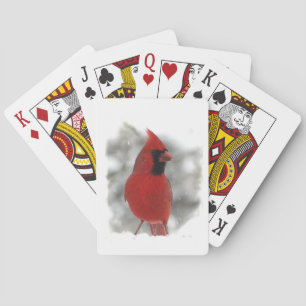 Oiseau cardinal rouge dans des cartes de jeu de