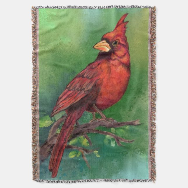 Oiseau cardinal rouge du Nord Jetez la couverture (devant Vertical)