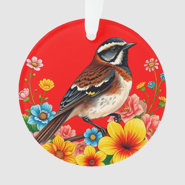 Oiseau Coloré Perché Parmi Les Fleurs (devant)