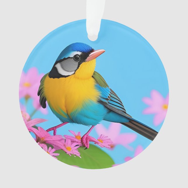 Oiseau Coloré sur Branche en Fleurs (devant)
