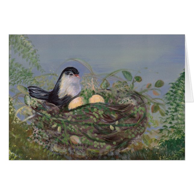 Oiseau dans la carte de nid (Devant horizontal)