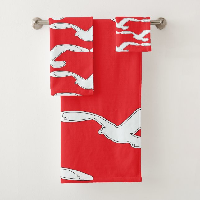 Oiseau dans l'accessoire de bain de vol rouge (En situation)