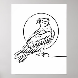 Oiseau de Balbuzard de Prey Line Poster d'art Iris