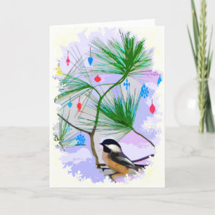 Oiseau de Chickadee dans la carte vierge d'arbre