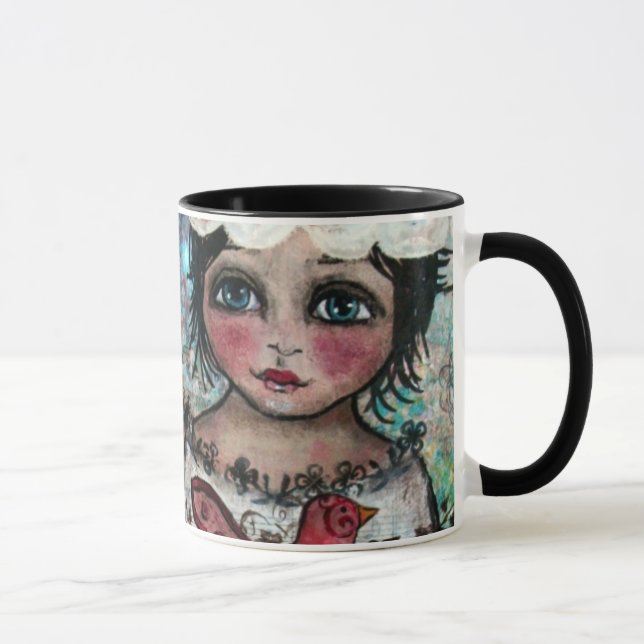 Oiseau de fille d'art de tasse de café un ami (Droite)