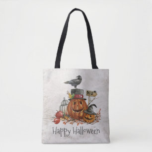 Oiseau de Halloween et sac fourre-tout noirs aux