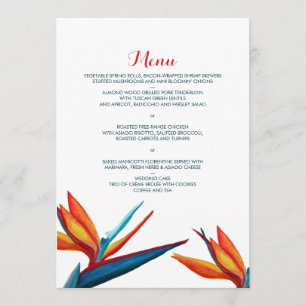 Oiseau de menu de mariage d'aquarelle de paradis