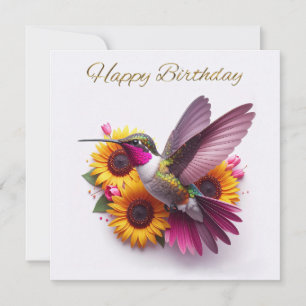 Oiseau de mer avec des fleurs Joyeux anniversaire