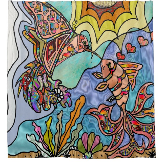 Oiseau de mer d'or Réflexion Art Douche rideau (Devant)