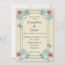 Oiseau de mer et Hibiscus - Faire-part de mariage