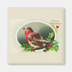 Oiseau de Noël coloré Magnet Vintage