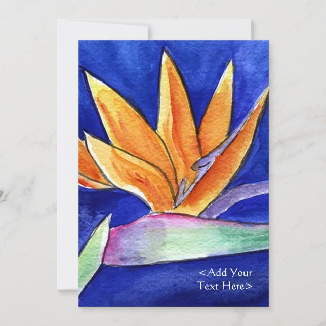 Oiseau de Paradise Fleur Aquarelle Art Invitation (Devant)