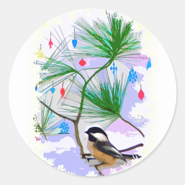 Oiseau de pousse dans les autocollants d'arbre (Devant)
