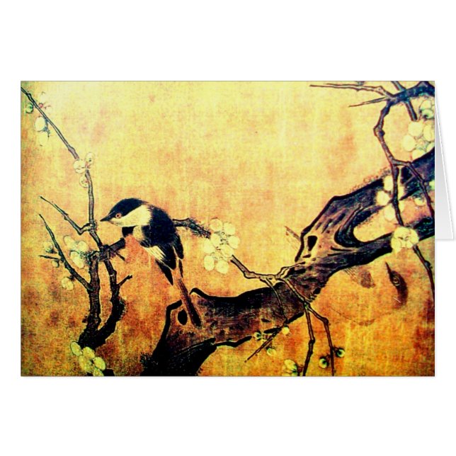OISEAU DE PRINTEMPS,ARBRE FLEURI,Parchemin d'oeuf  (Devant horizontal)