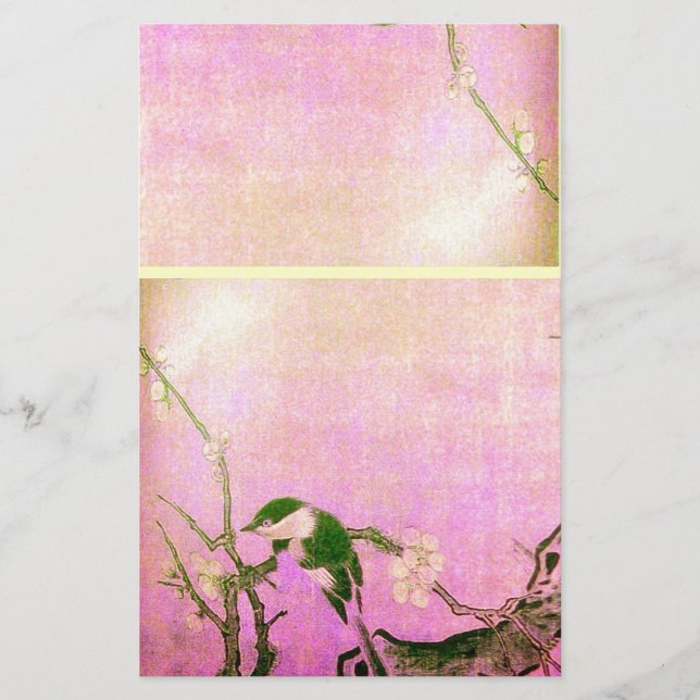 OISEAU DE PRINTEMPS ET FLEURS D'ARBRE rose Fuchsia (Devant)