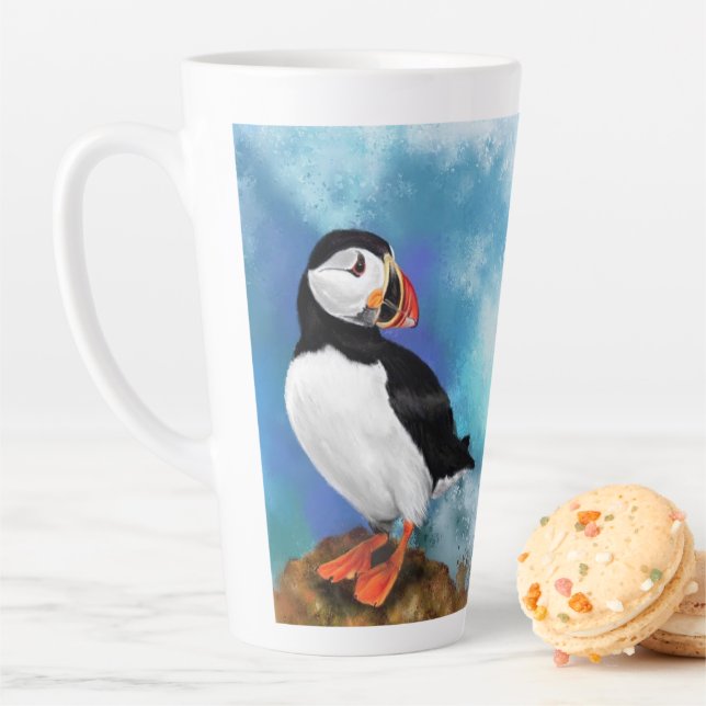 Oiseau de Puffin de l'Atlantique Mug latte (En situation)