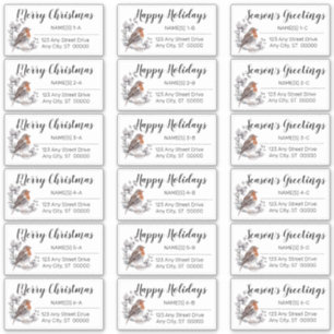 Oiseau des bois Noël Étiquettes de adresse de vaca