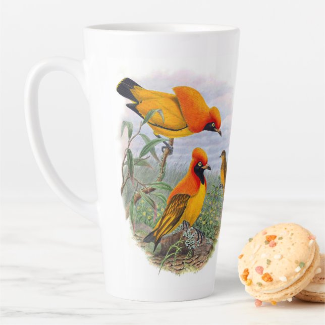 Oiseau Doré vintage Du Paradis - Mug Latte (En situation)
