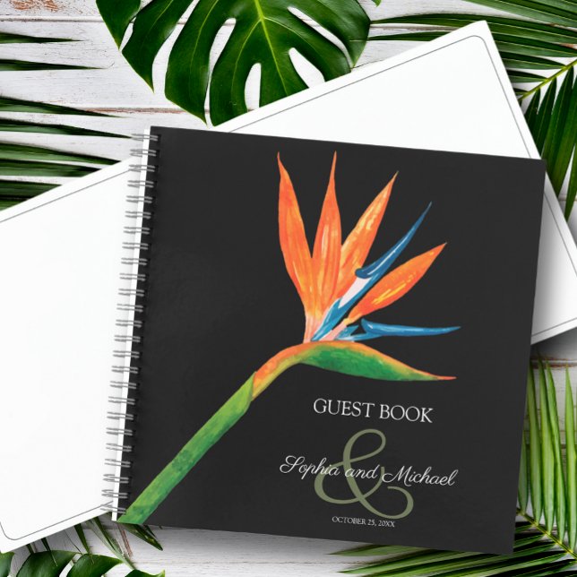 Oiseau du Paradis Livre d'Invité Mariage (Choose SOFT or HARD cover and inside pages, *Sketch style shown here.)