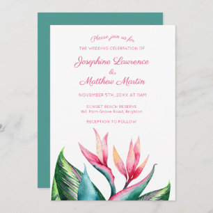 Oiseau du Paradis Monogramme Mariage Invitations
